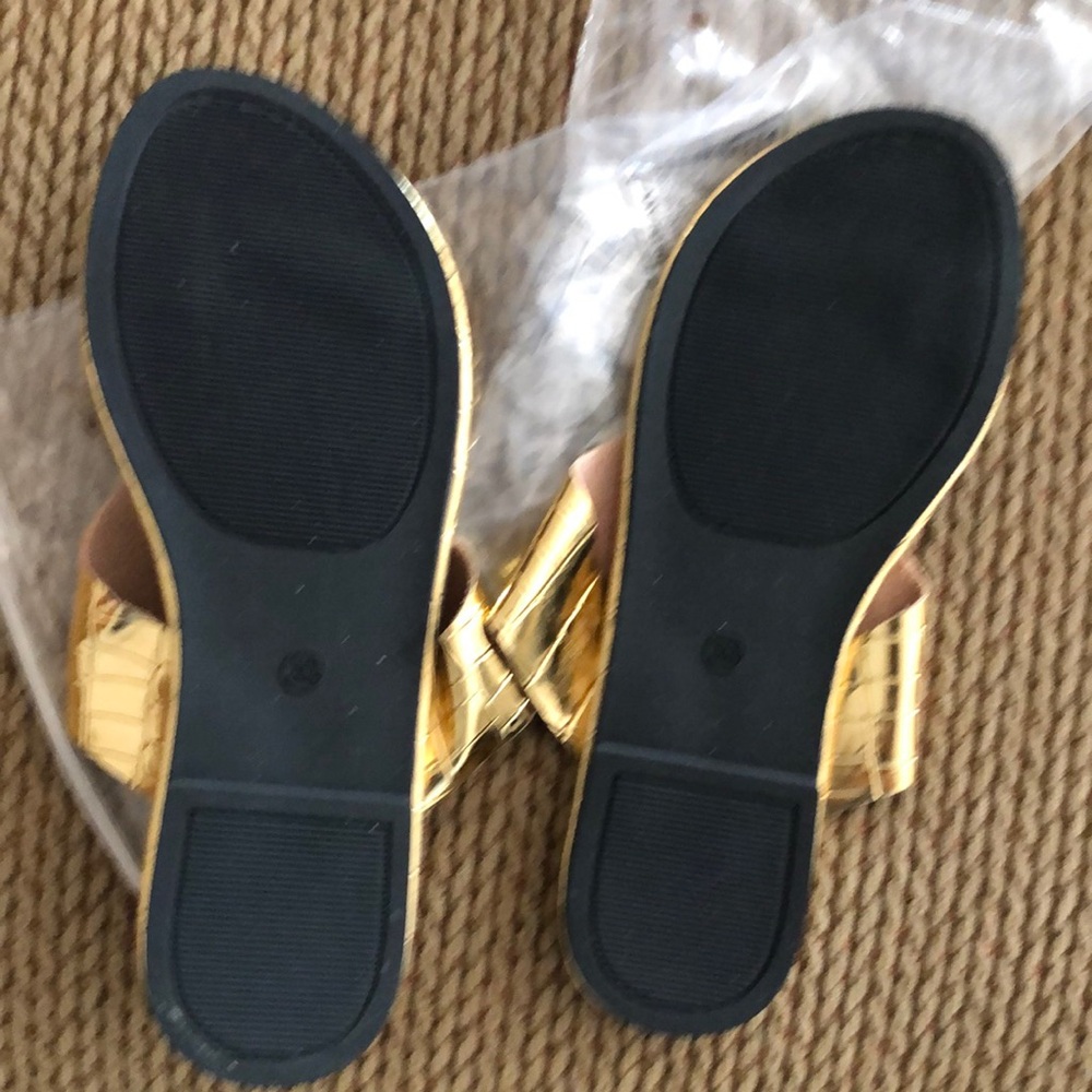 Gold Gladiator Sandals with Metallic Finish - Picture 3 of 3